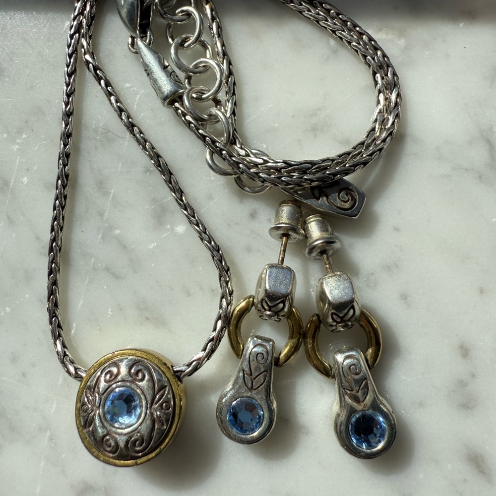 Brighton celestial blue Silver  Necklace with matching earrings